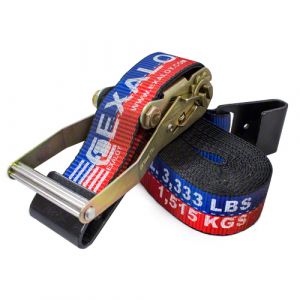 2"x30' Ratchet Strap with Flat Hooks - Red, White, Blue